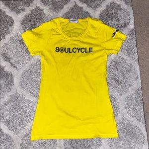 Yellow Soulcycle shirt for exercise